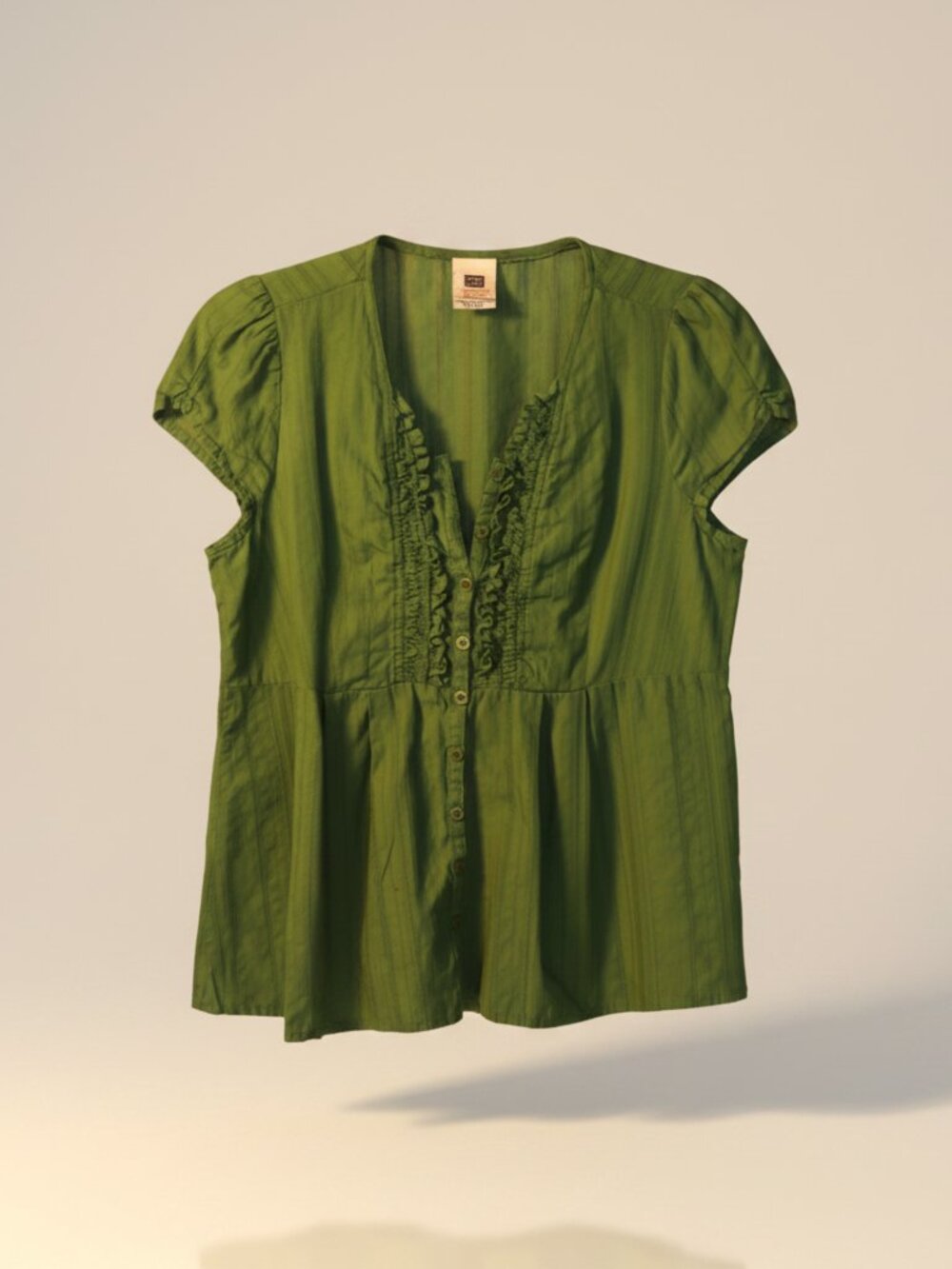 Faded Glory Button Down Top, Beautiful Green - Size Medium (8/10)